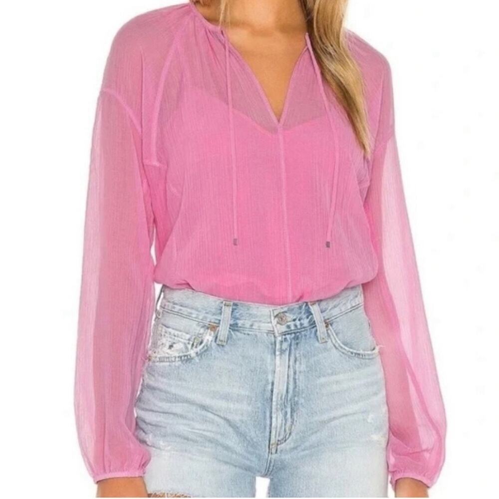Rag & Bone Melody Silk Blend Top Bubblegum Pink Lightweight size XS